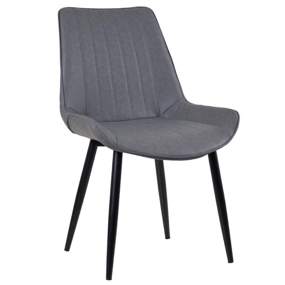 Cadeira Estofada Design Industrial Chicago Cinza Vintage