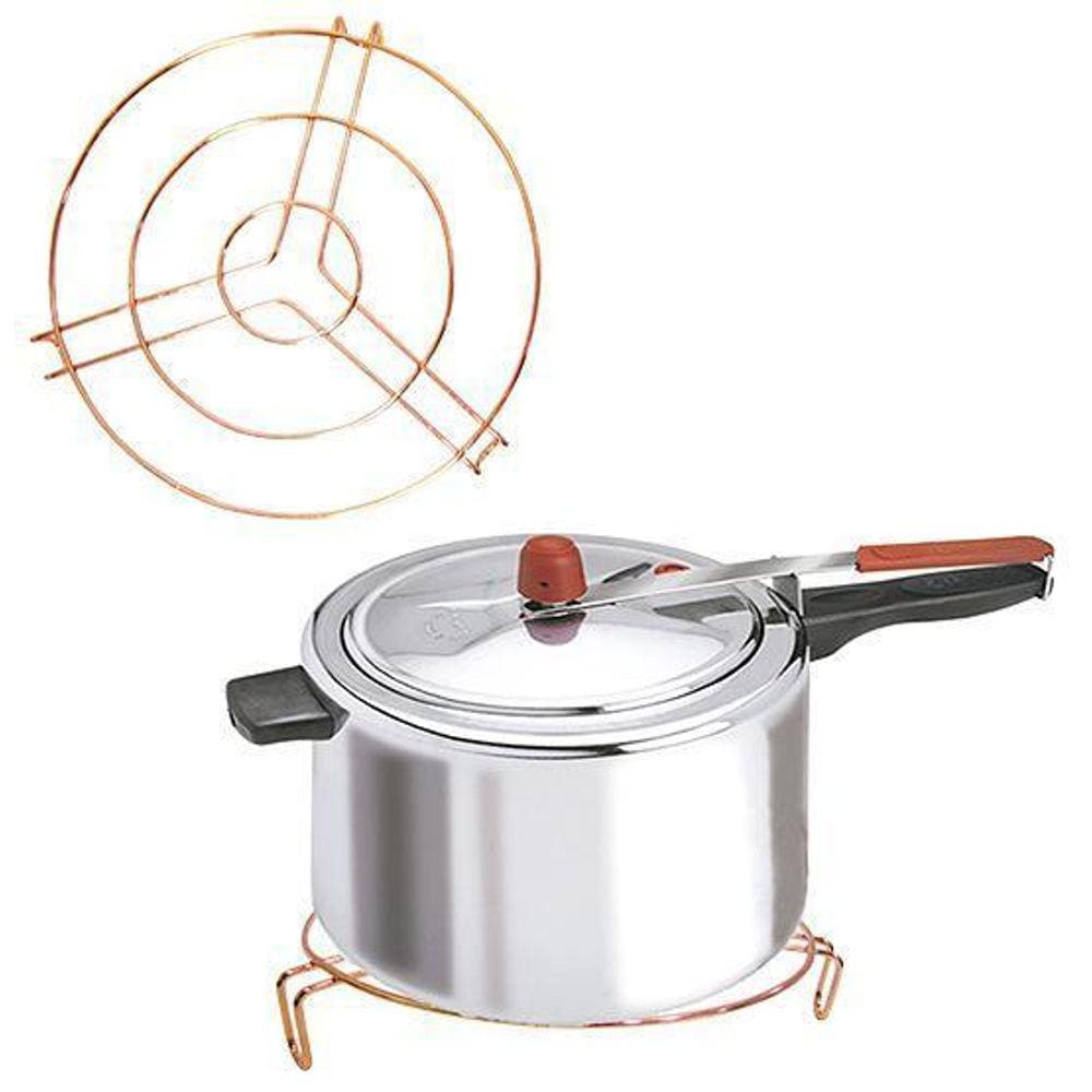 Descanso De Panela Aramado Redondo Metalizado Rose Gold 22Cm