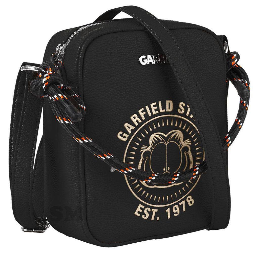 Bolsa Pequena Transversal Juvenil Casual Garfield Preta