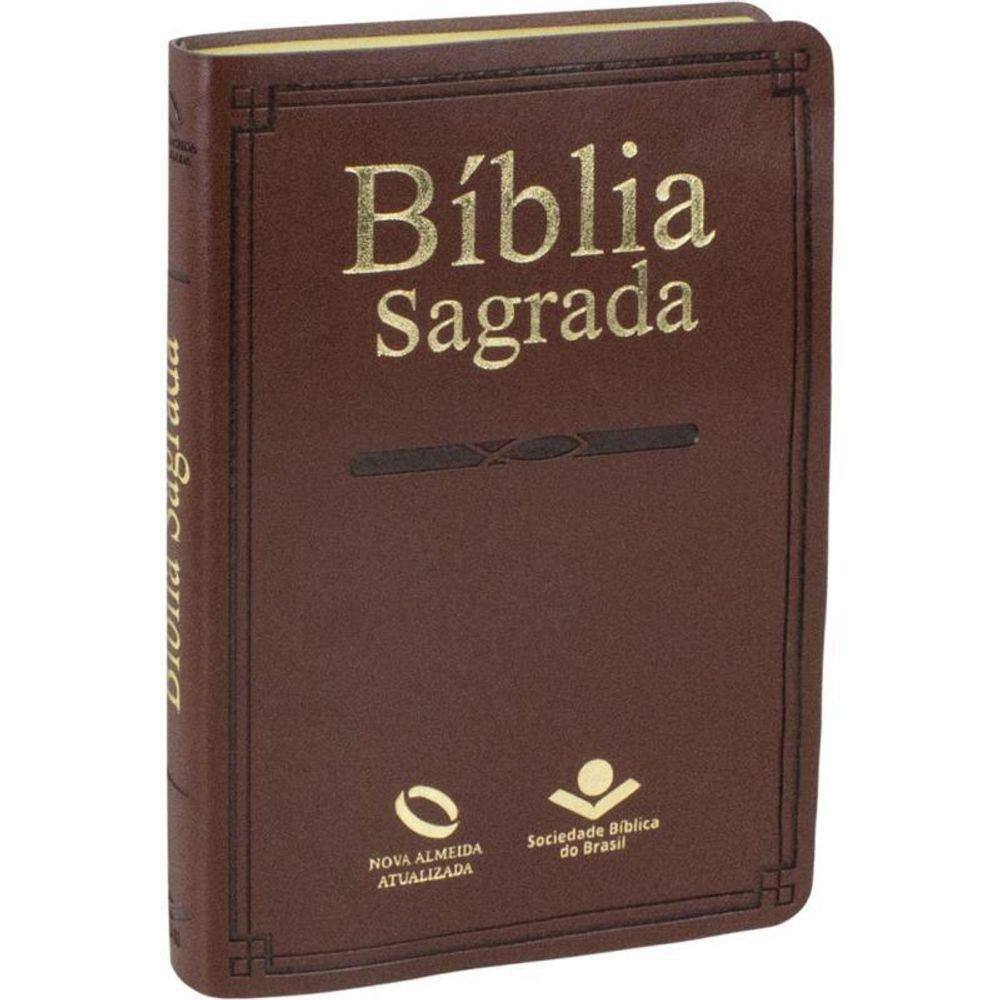 Livro Bíblia Sagrada - Capa Couro Sintético Marrom
