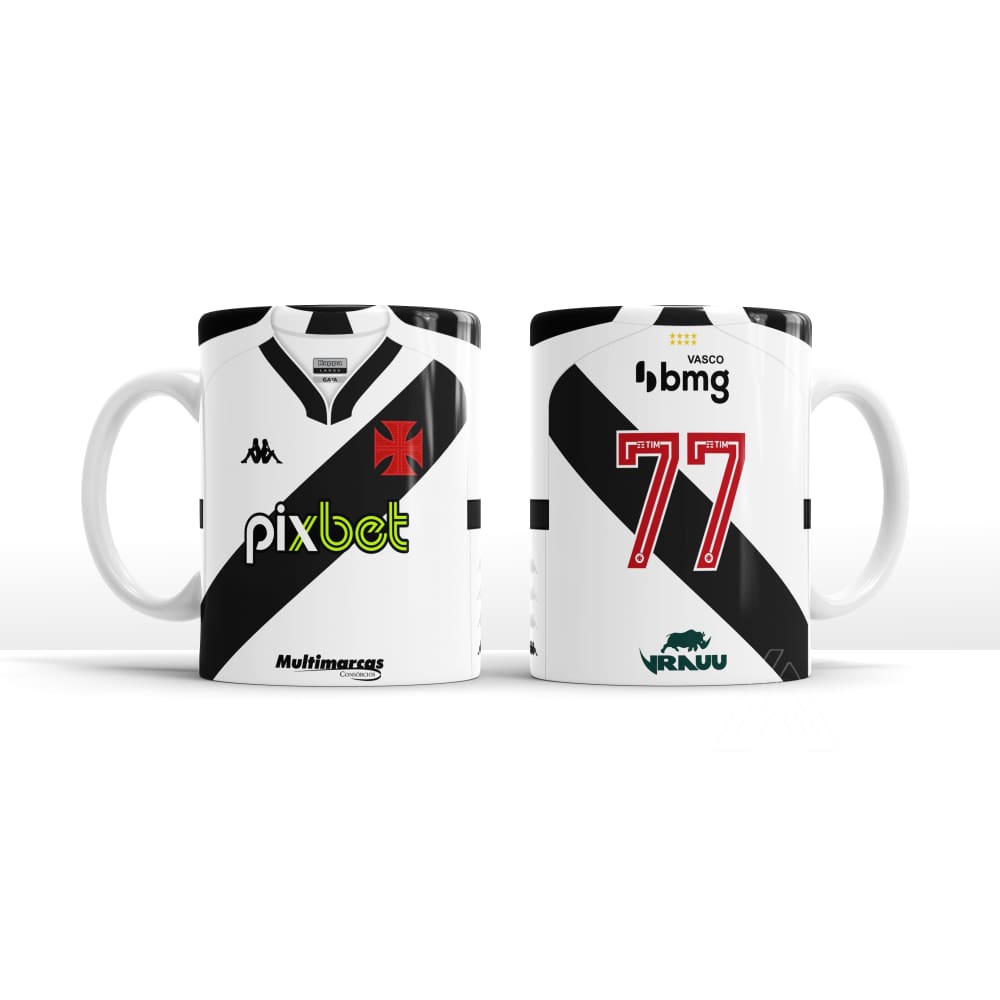 Caneca Futebol - Time VASCO DA GAMA com seu nome e número