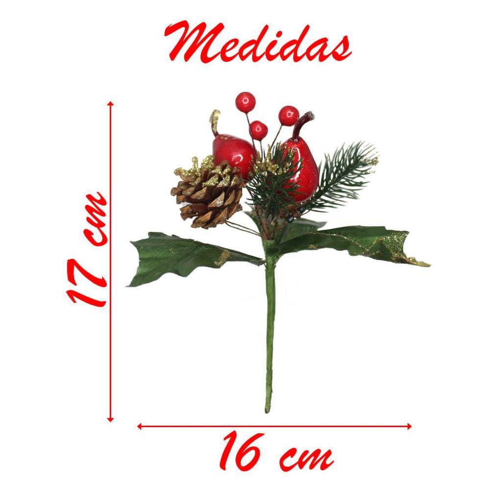 4 Ramos Pera Decoração De Natal Artificial 17cm