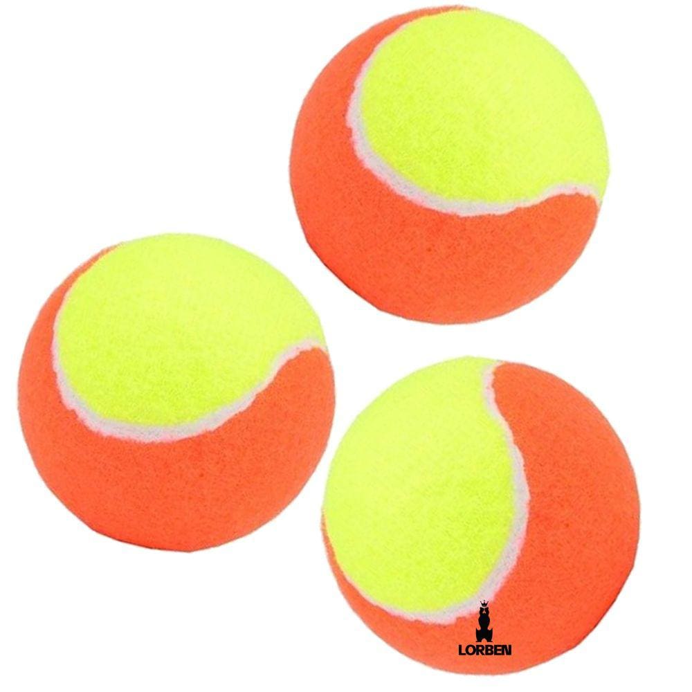 Bola Bolinha Beach Tennis Tênis Praia Pack 3 Unidades Laranja e Amarelo Lorben