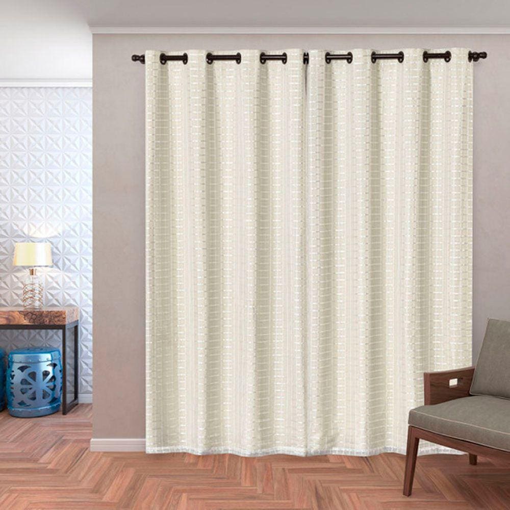 Cortina Blackout PVC com Tecido Voil Xadrez 2,80 m x 2,30 m