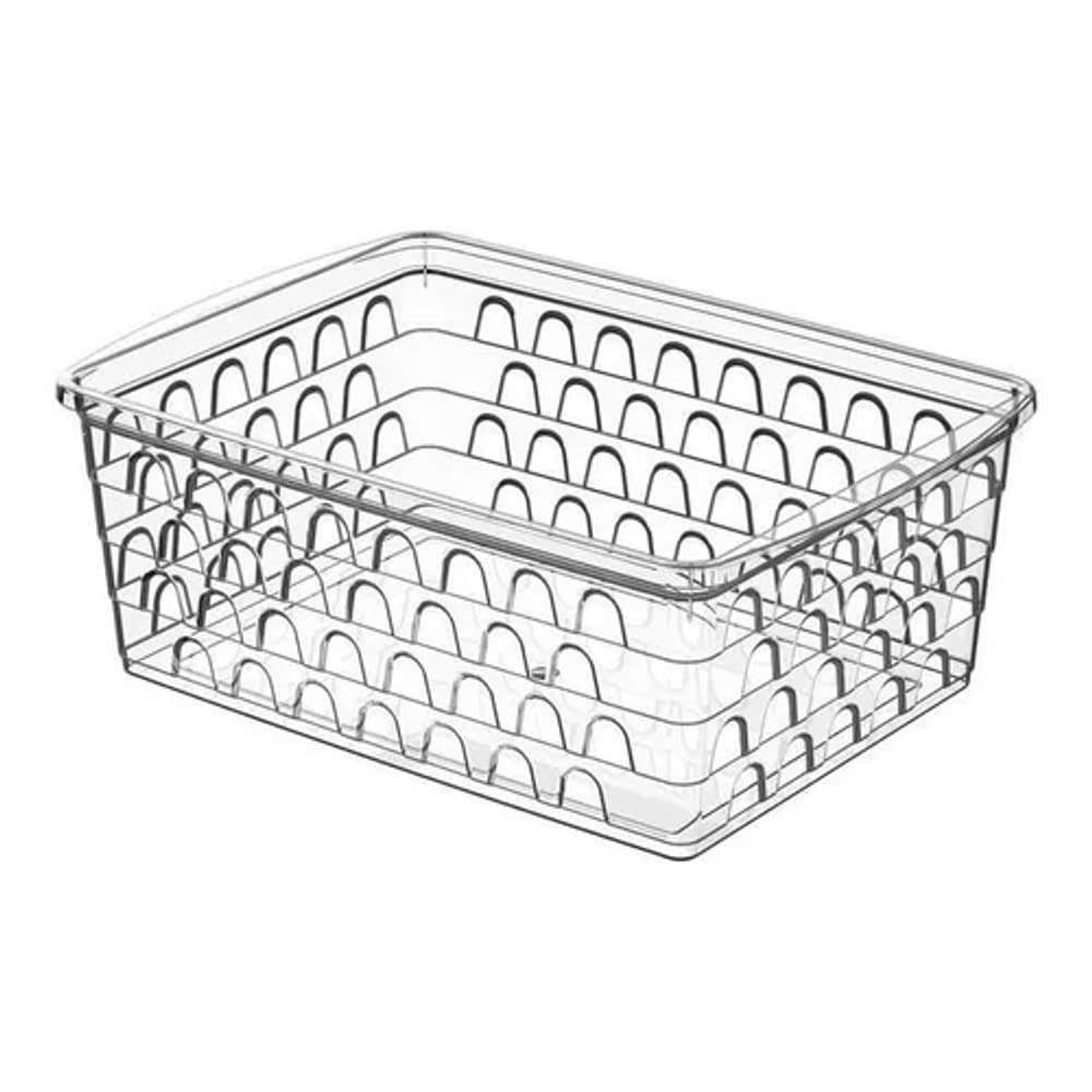 Kit Cesto Organizador Multiuso Grande Transparente c/10 Unidades 19x7x25