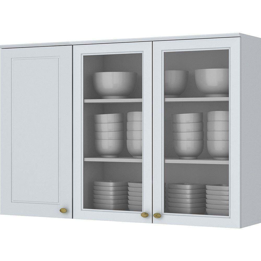 Armário Aéreo Henn 120cm 3 Portas Americana Branco