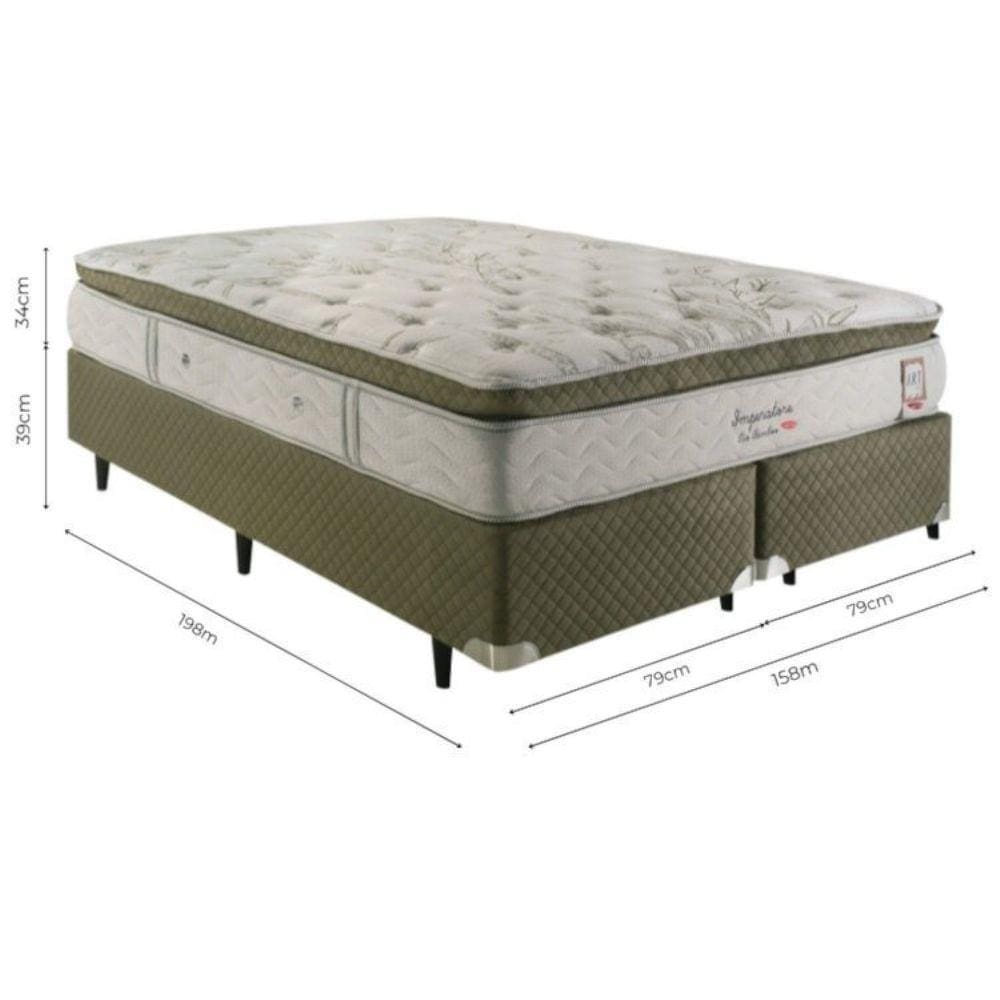 Cama Box Queen Colchão Molas Ensacadas 158x198x34cm Imperatore Eco Bambu Herval Verde