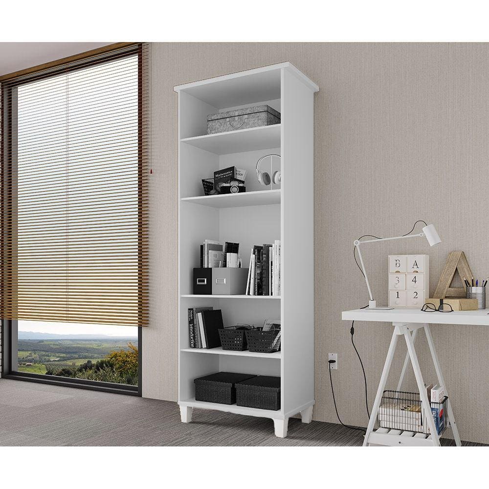 Armário Organizador Multiuso com Prateleiras Library Branco - Luapa
