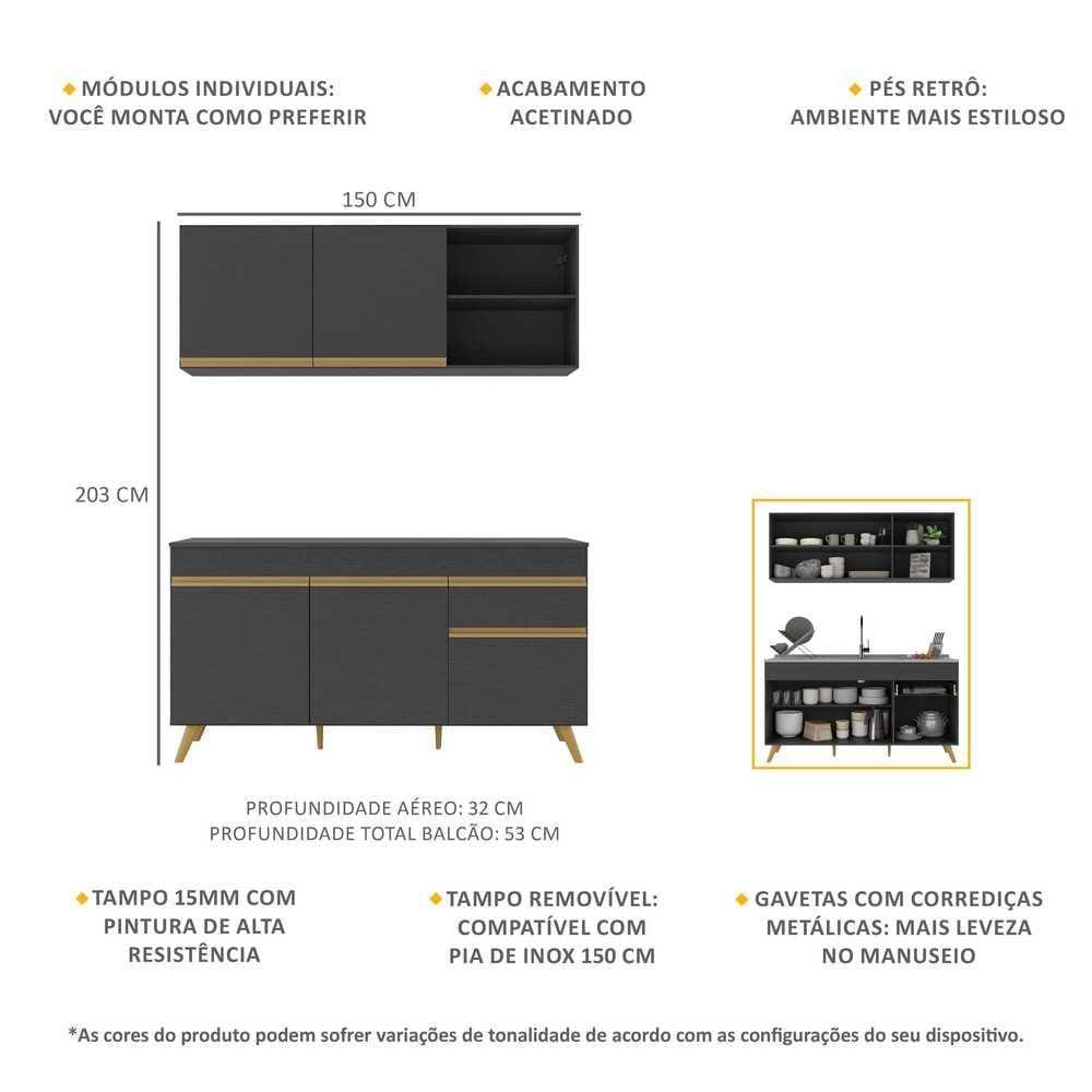 Armário de Cozinha Compacta Veneza Multimóveis MP2142.130 | Extra