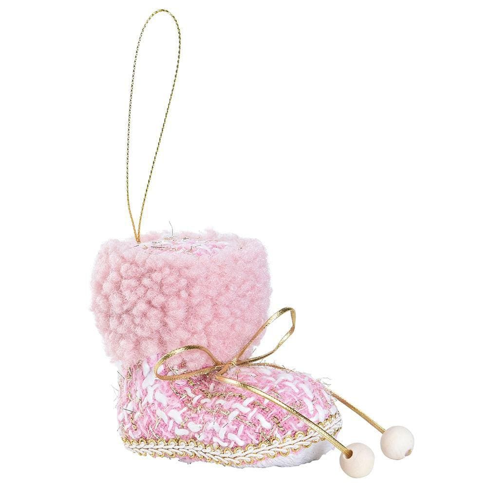 Enfeite Natal Pend Bota Xadrez Rosa/bco 8x8x5cm 1102432