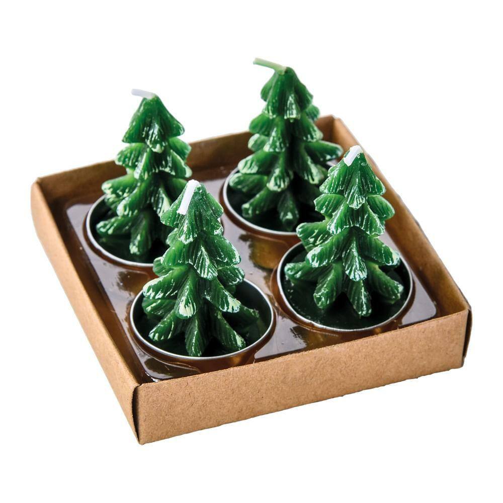 Kit C/4 Velas Natalina 3d Pinheiro Verde 6x4x4 1110425