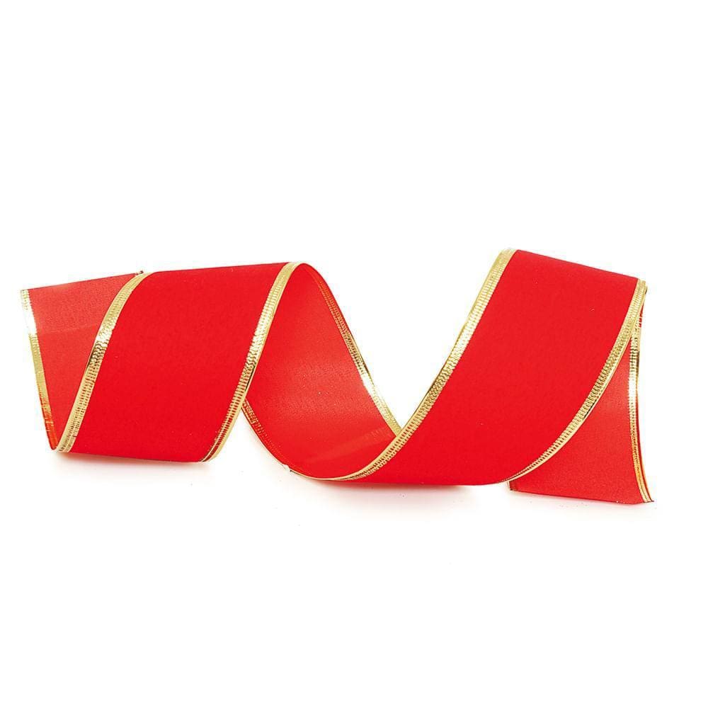 Fita Natalina De Veludo Vrm/ouro 1un 3,80cmx9,14mts 210912