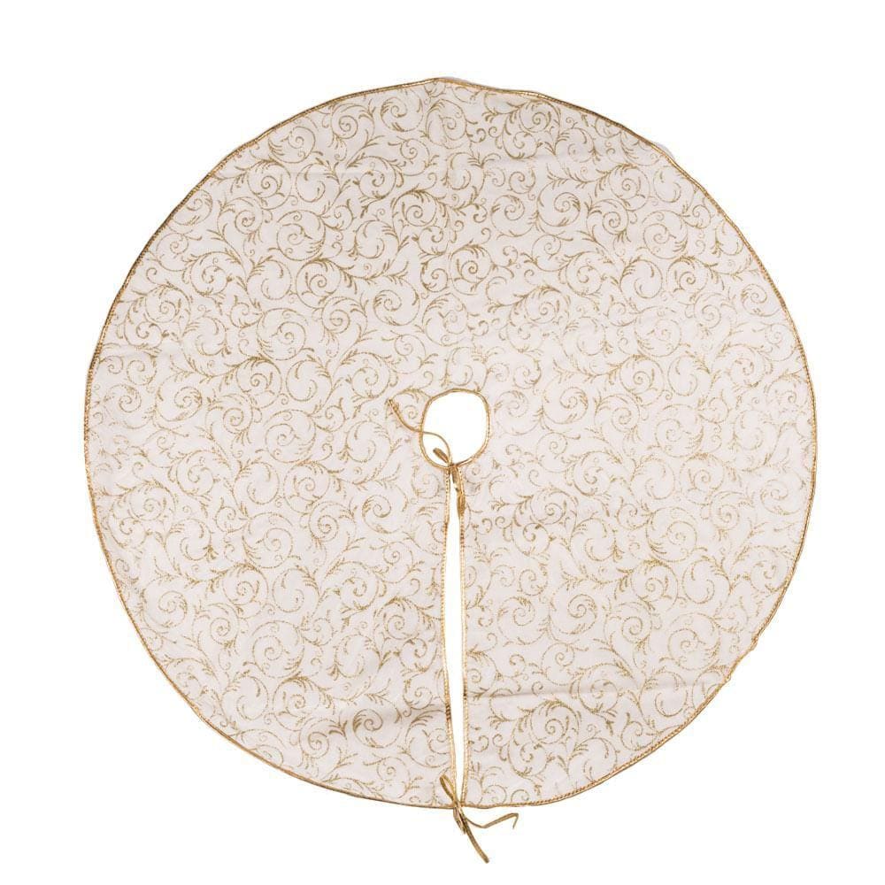 Saia De Árvore De Natal Desenho Arabesco Ouro 100cm 1351149