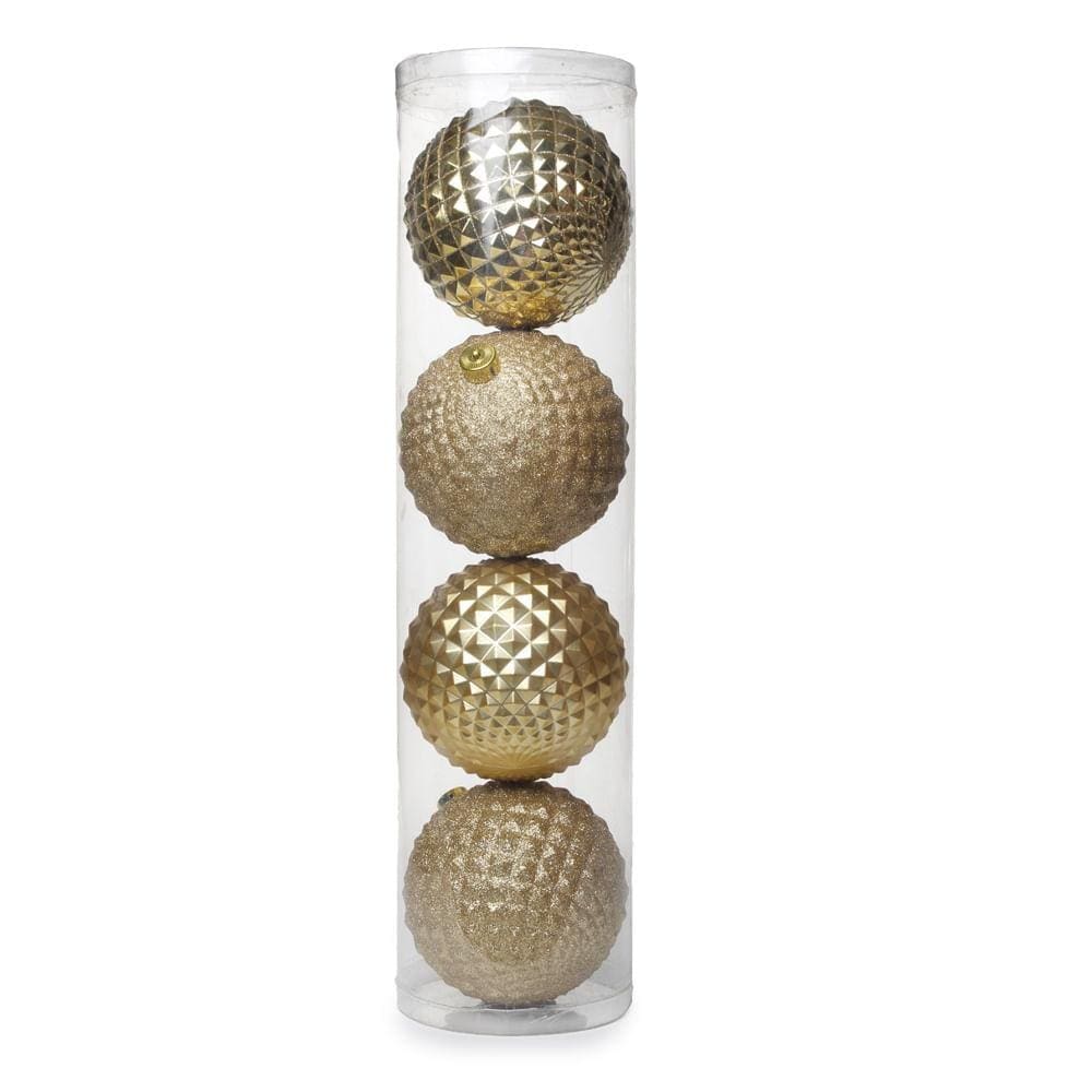 Jogo C/4 Peças Bolas Trabalhada Spikes Ouro 15cm 1712657