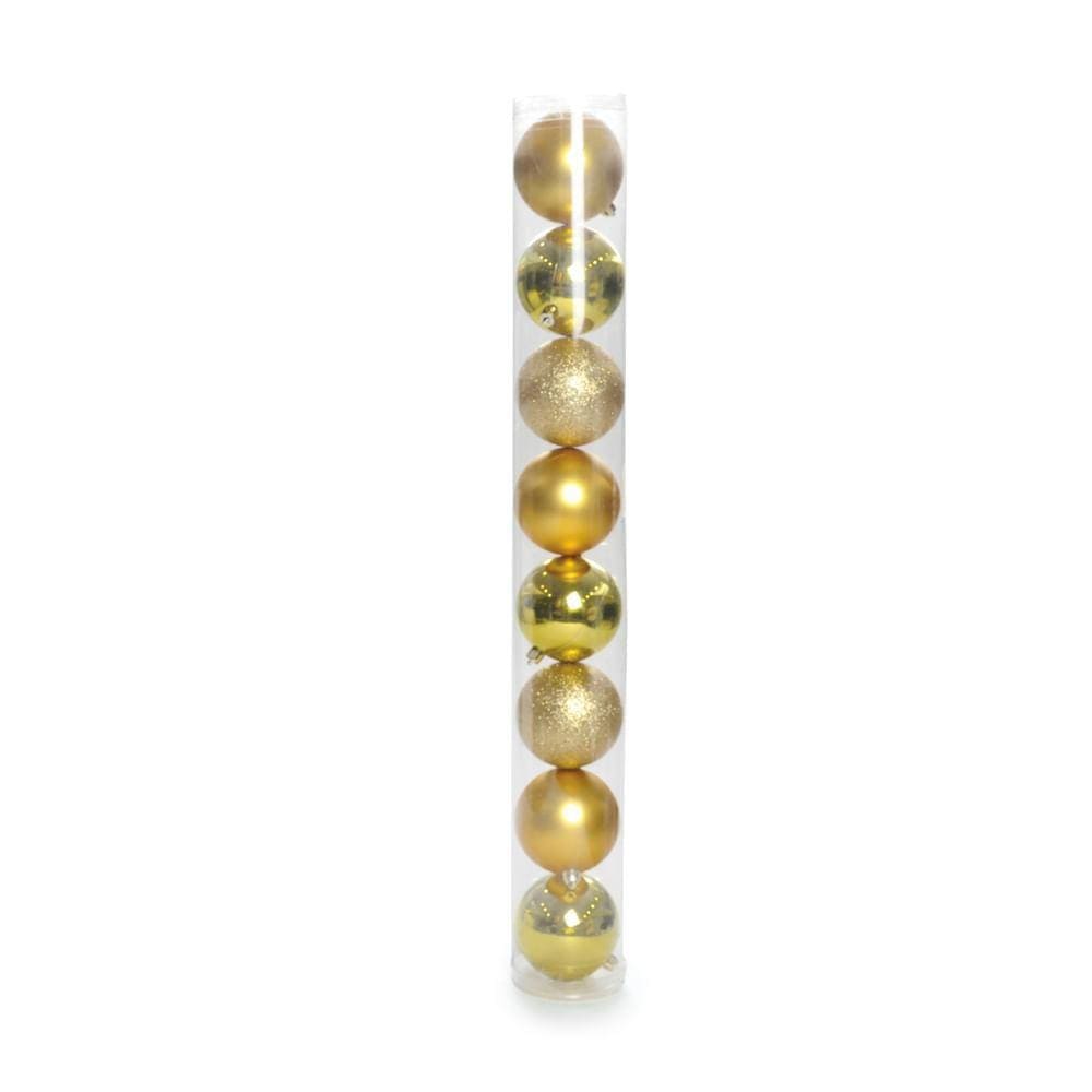 Tubo C/8 Bolas De 5cm - 3 Brilhantes/3 Foscas/2 C/glitter
