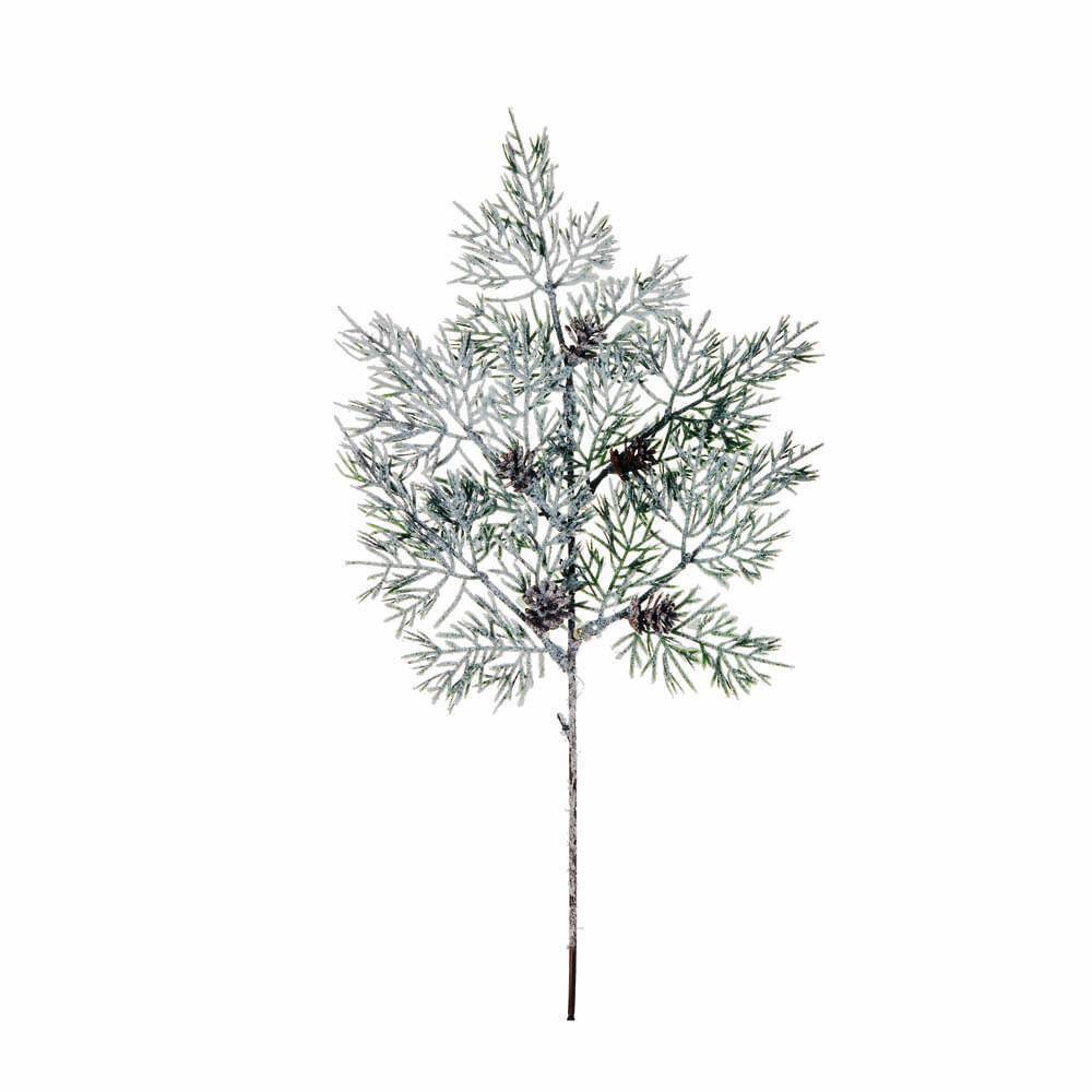 Galho Folhas Verde Com Mini Pinhas 50x25x1cm 1593949