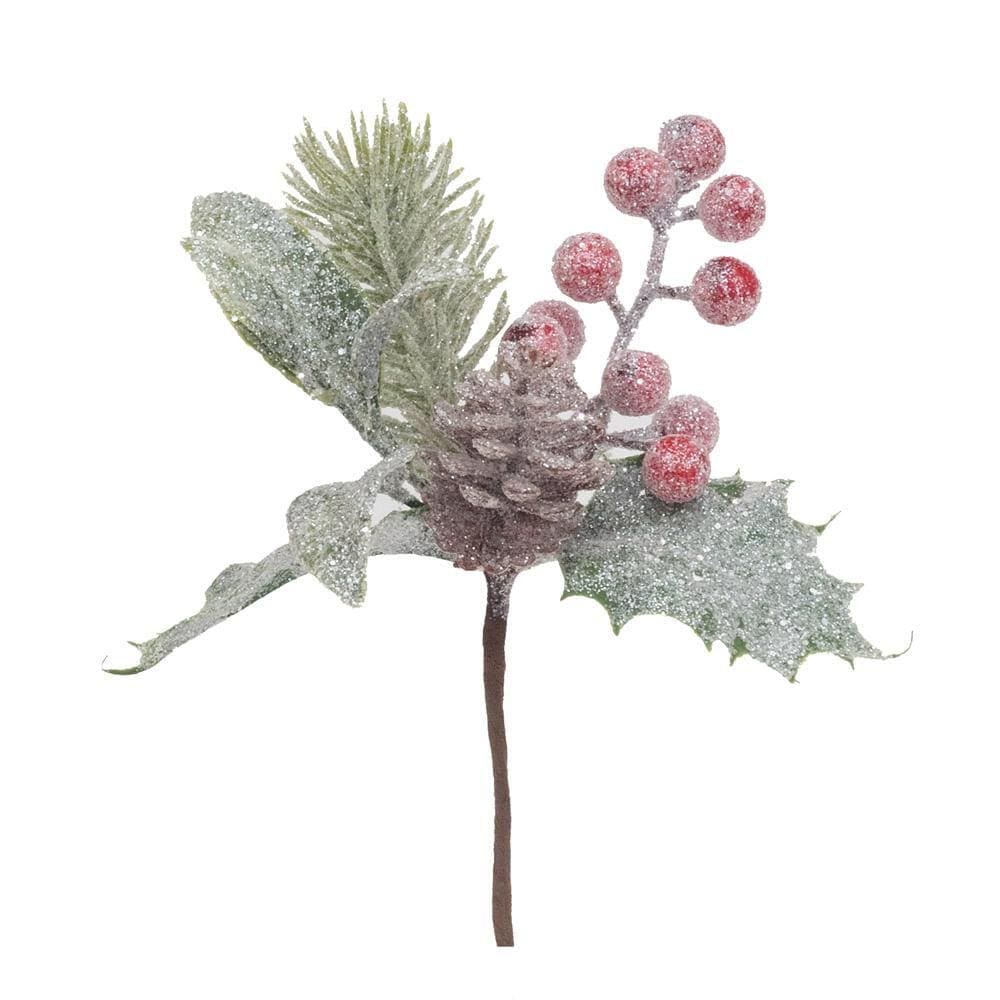 Pick Natalino C/folhas/frutas Nevadas 1un 17x14x14cm 1025973