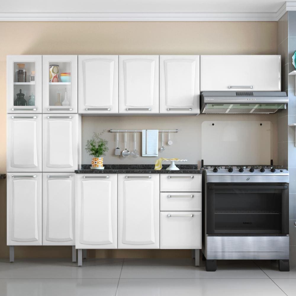 Armário Cozinha Completa Itatiaia Tarsila de Aço 13 Portas 2 Gavetas Branco
