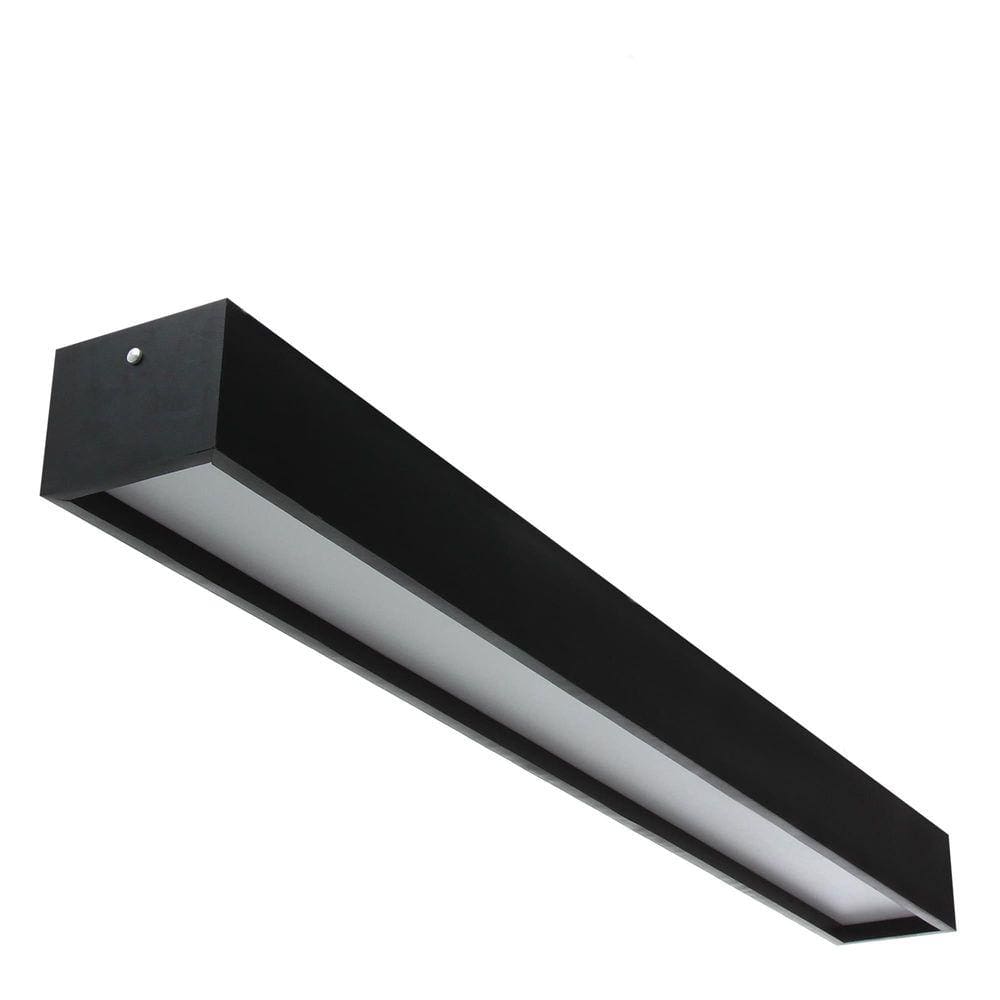 Plafon Madeira Wood Retângular Preto 60X10Cm - 1 Ou 2 Luzes