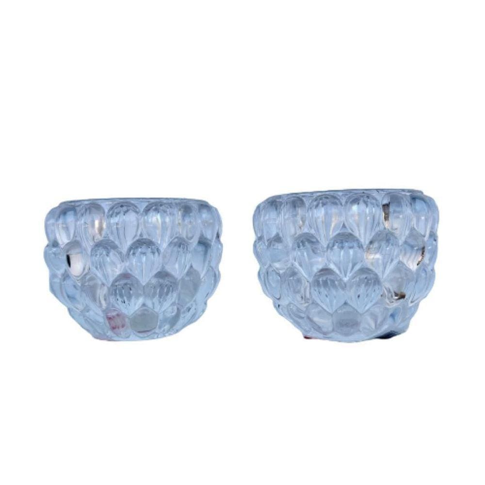 Decoração sala quarto dupla castiçal porta vela vidro bolha