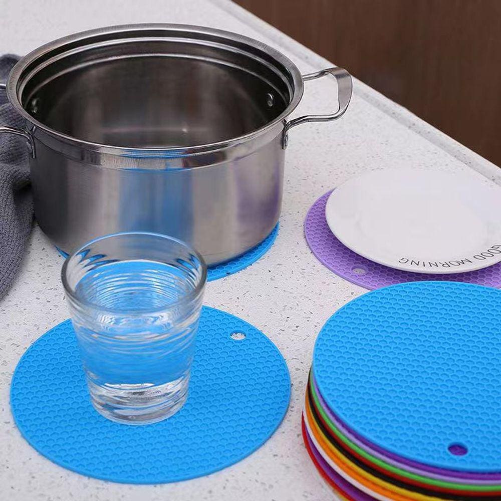 Conjunto de Almofada De Silicone Descanso De Panela Kit 3 Peças Preto