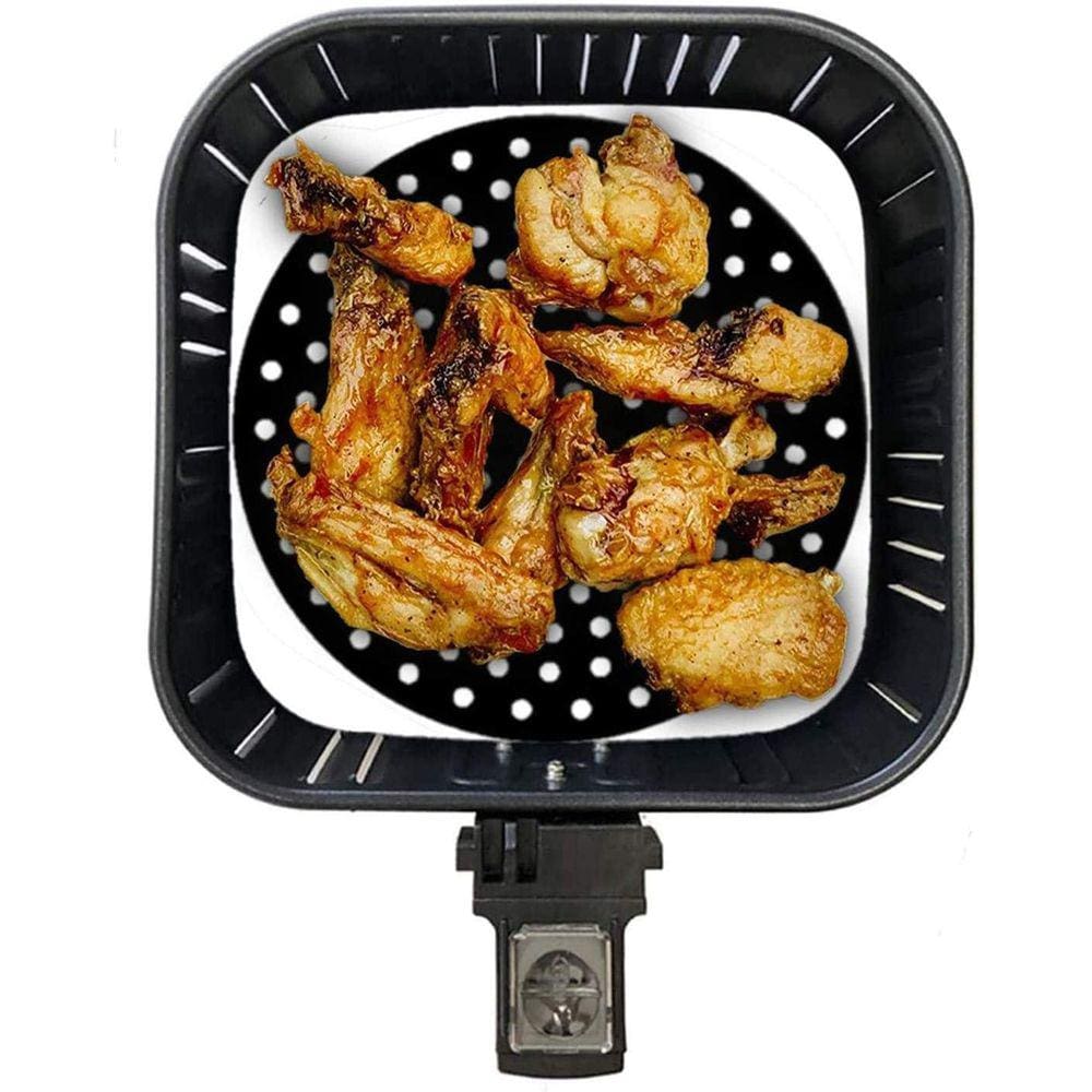 Protetor de Silicone Fritadeira Air Fryer Tapete Silicone Universal Antiaderente 20 CM Redondo Preto