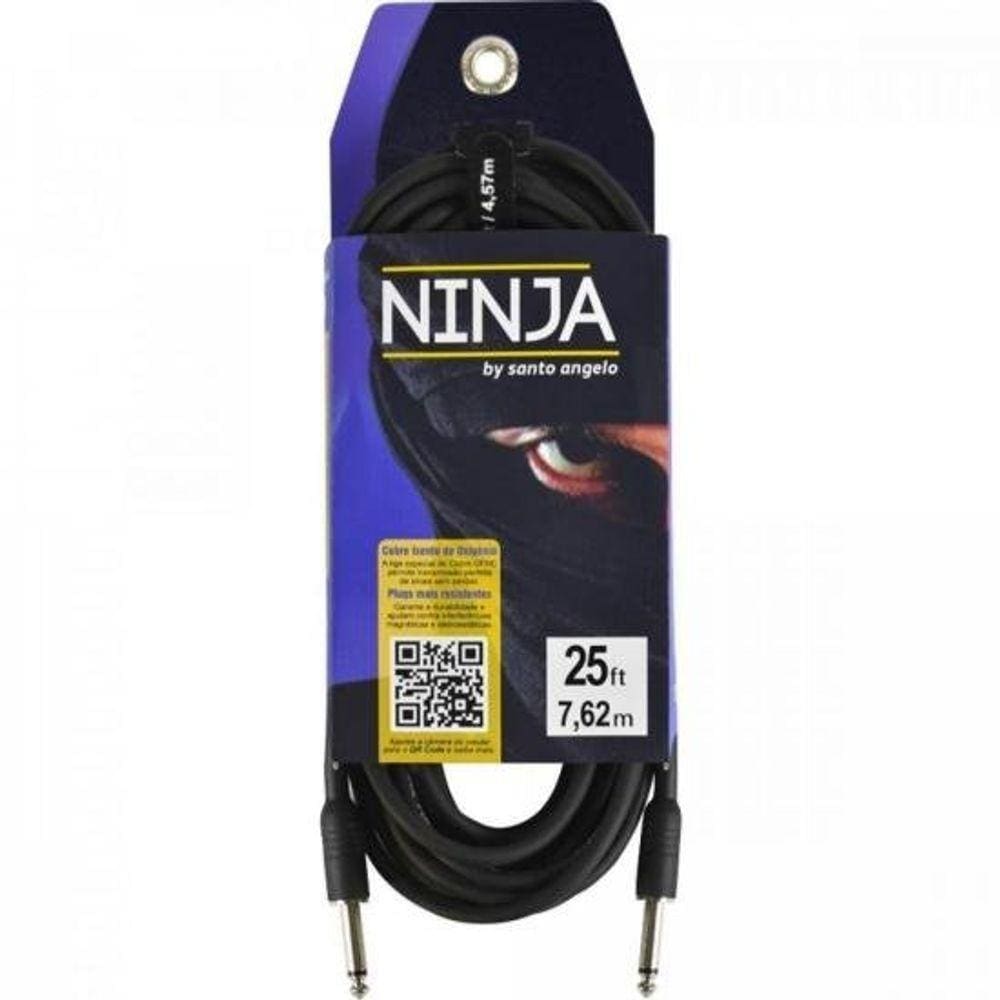Cabo Para Guitarra 7,62m Ninja Guitar Preto Santo Angelo