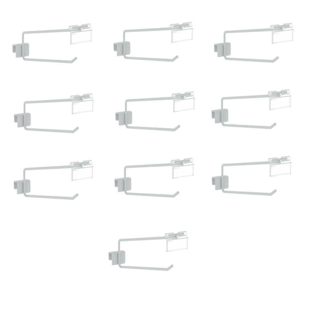 Gancheira Simples Amapa Com Porta Etiqueta 30cm Branco KIT50