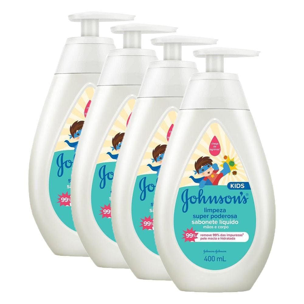 Kit 4 Sabonetes Líquido Johnson`s Limpeza Super Poderosa 400ml