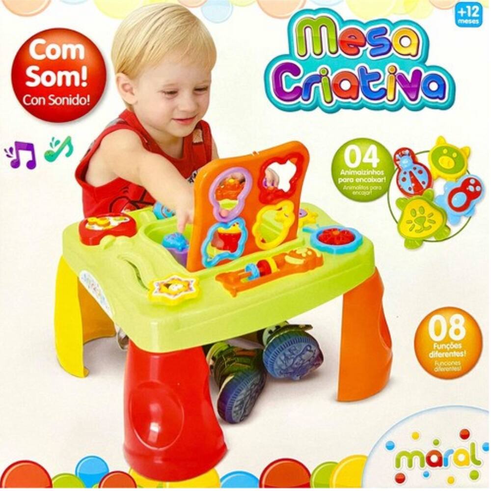 Mesa maxi atividade rosa som luzes infantil encaixe educativa bebe ...