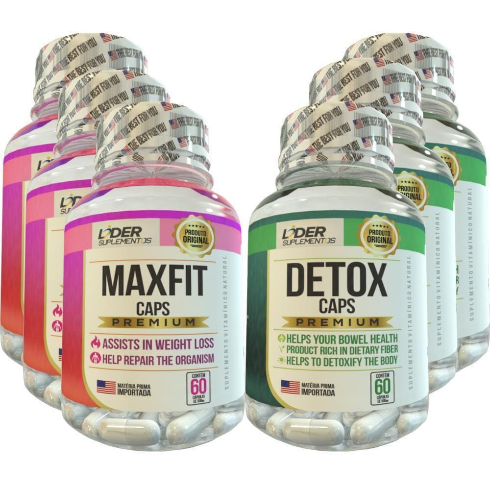 Maxfit 60 Caps + Detox 60 Caps 500Mg - 6 Potes