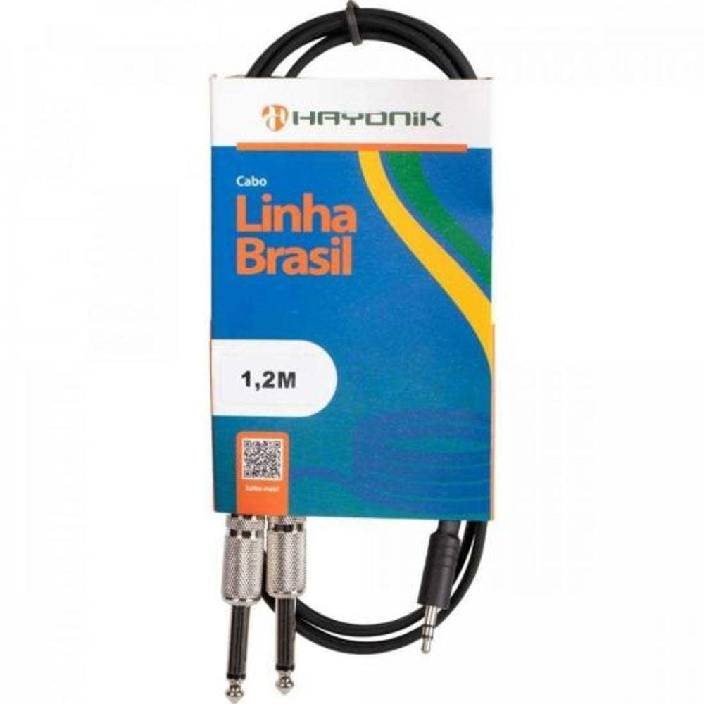 Cabo De Áudio Linha Brasil P2 Estéreo X 2 P10 Mono 1,5M Pret