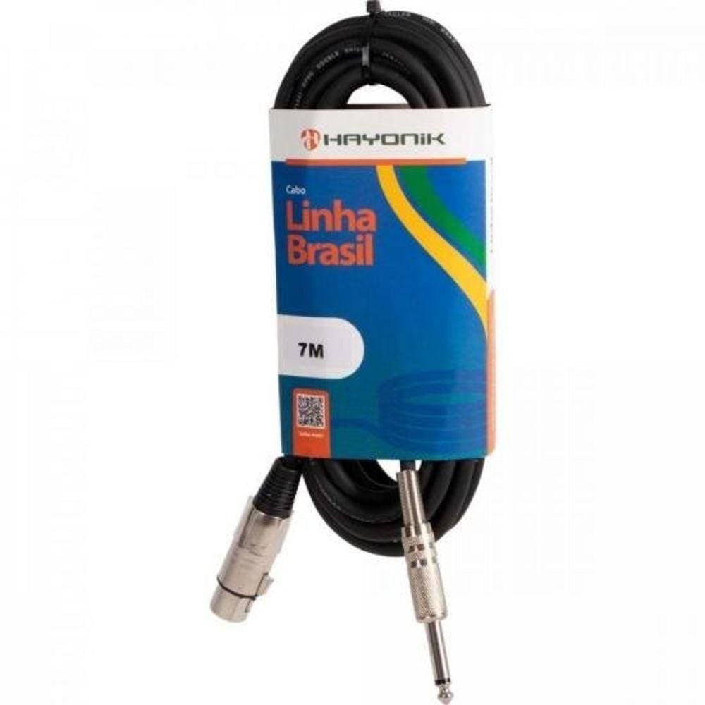 Cabo Para Microfone Linha Brasil Xlr(F) X P10 7M Preto Hayon