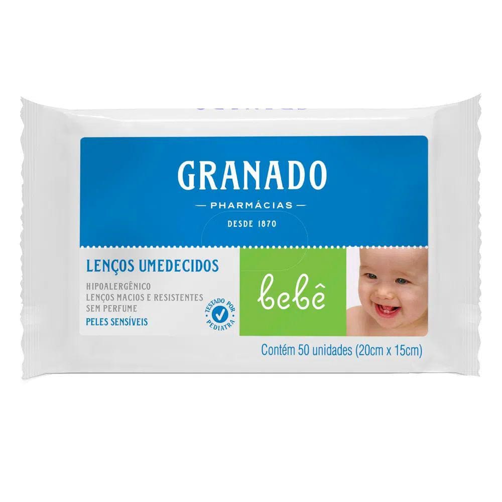 Lenço Umedecido Granado Bebê Pele Sensível Com 50 Unidades