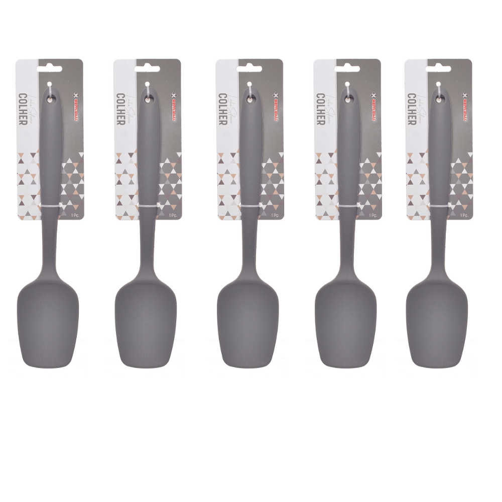 Kit Colher de Silicone 5 Peças 27cm Cor Cinza