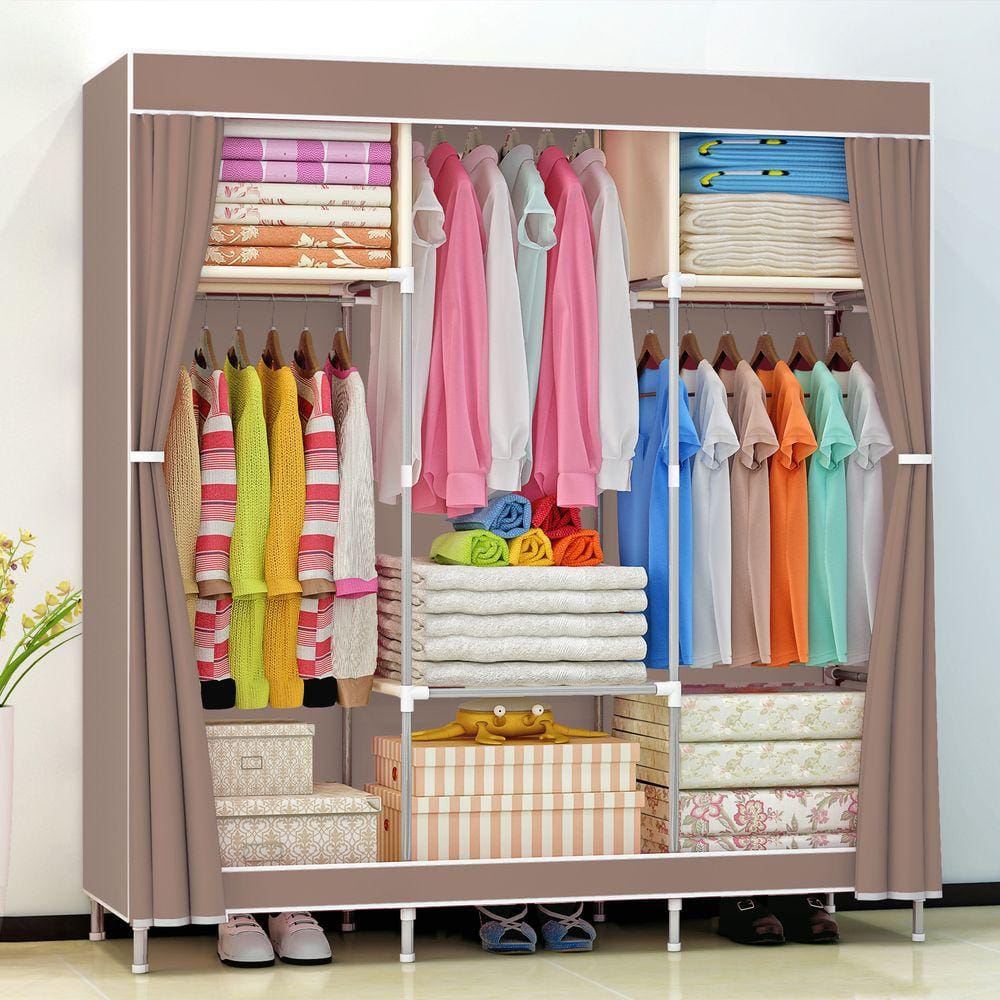 Guarda Roupa Dobrável Organizador Armário para Organizar Roupas - Bege