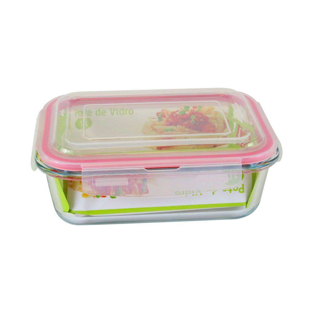 Pote de Vidro Hermético Retangular Le Click Transparente 1l
