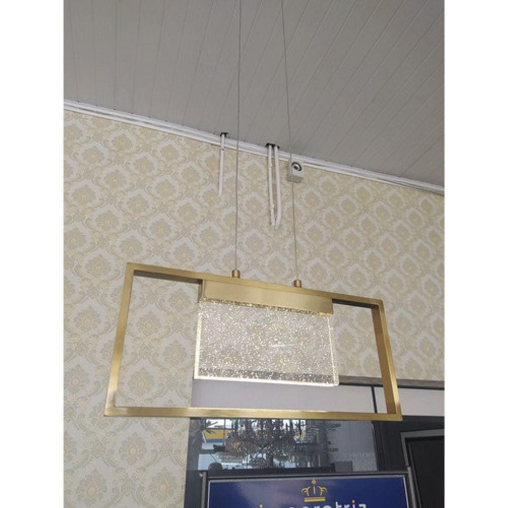 Pendente Led Bolhas Dourado Retangular Moderno