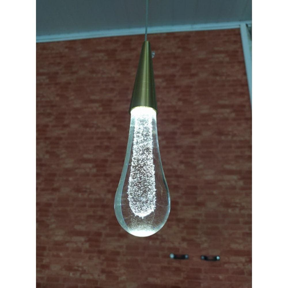 Pendente Gota Dourado Com Bolhas