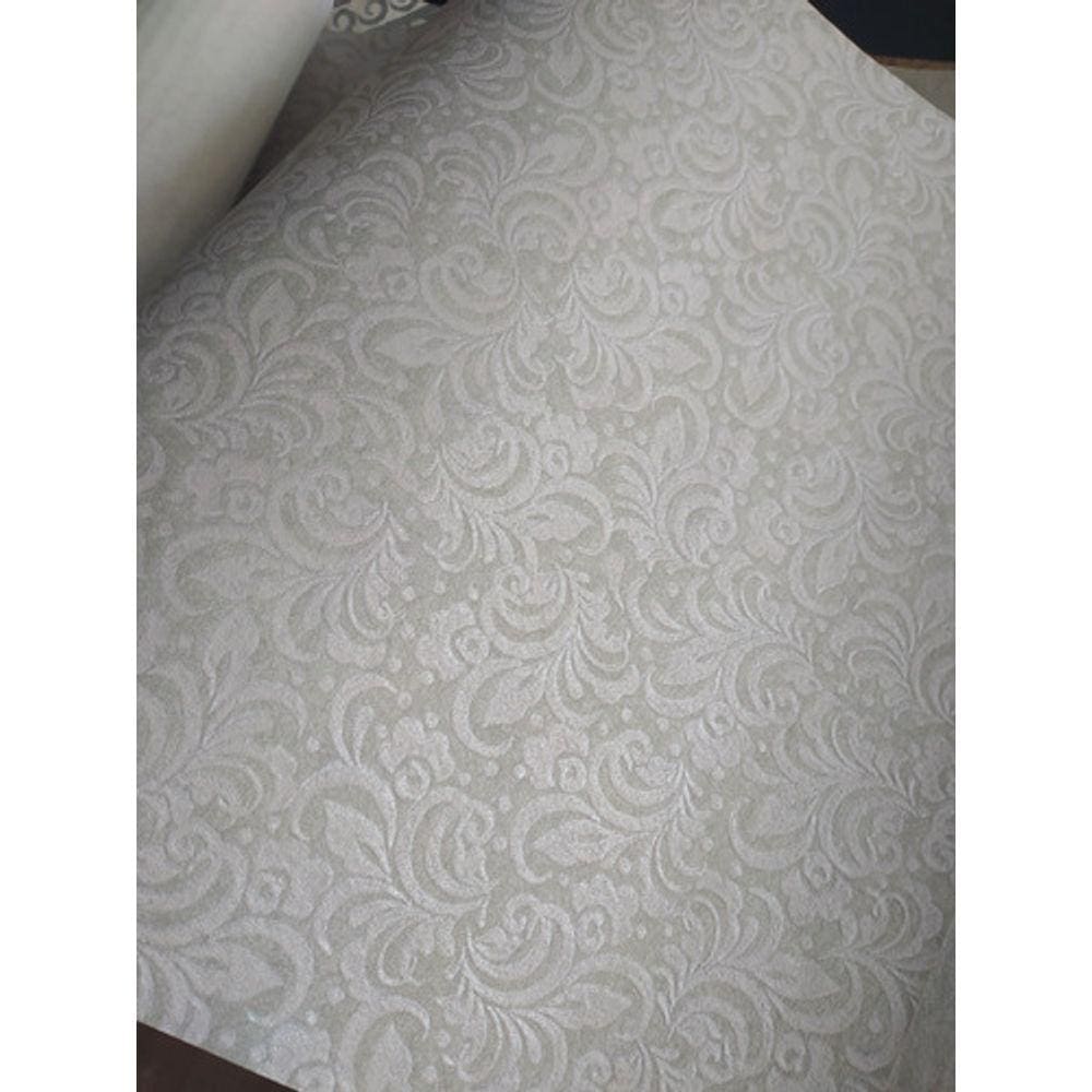 Papel De Parede Lavável Verde Claro Com Arabesco Prata