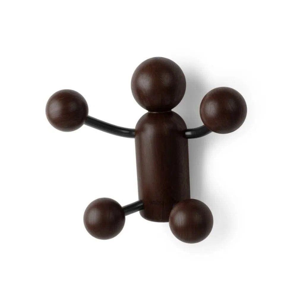 Cabideiro / Gancho de Parede Woody Umbra Design Preto/Noz