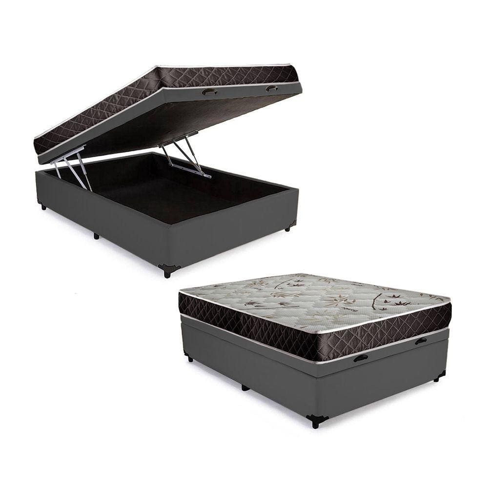 Cama Box Baú Casal Colchão Alana Espuma D20 NK Camas + Box Sintético 49x138x188