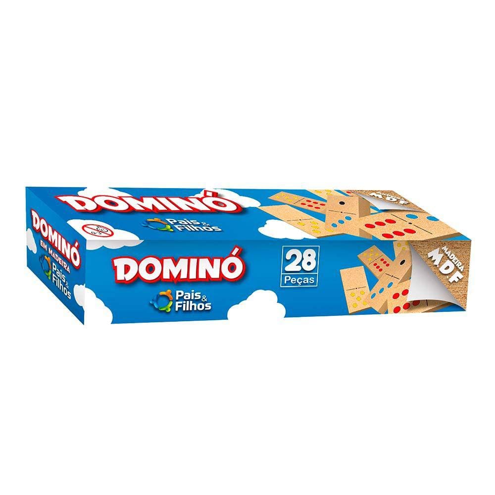 Jogo de Dominó Infantil - Madeira - 28 Peças - Pais e Filhos