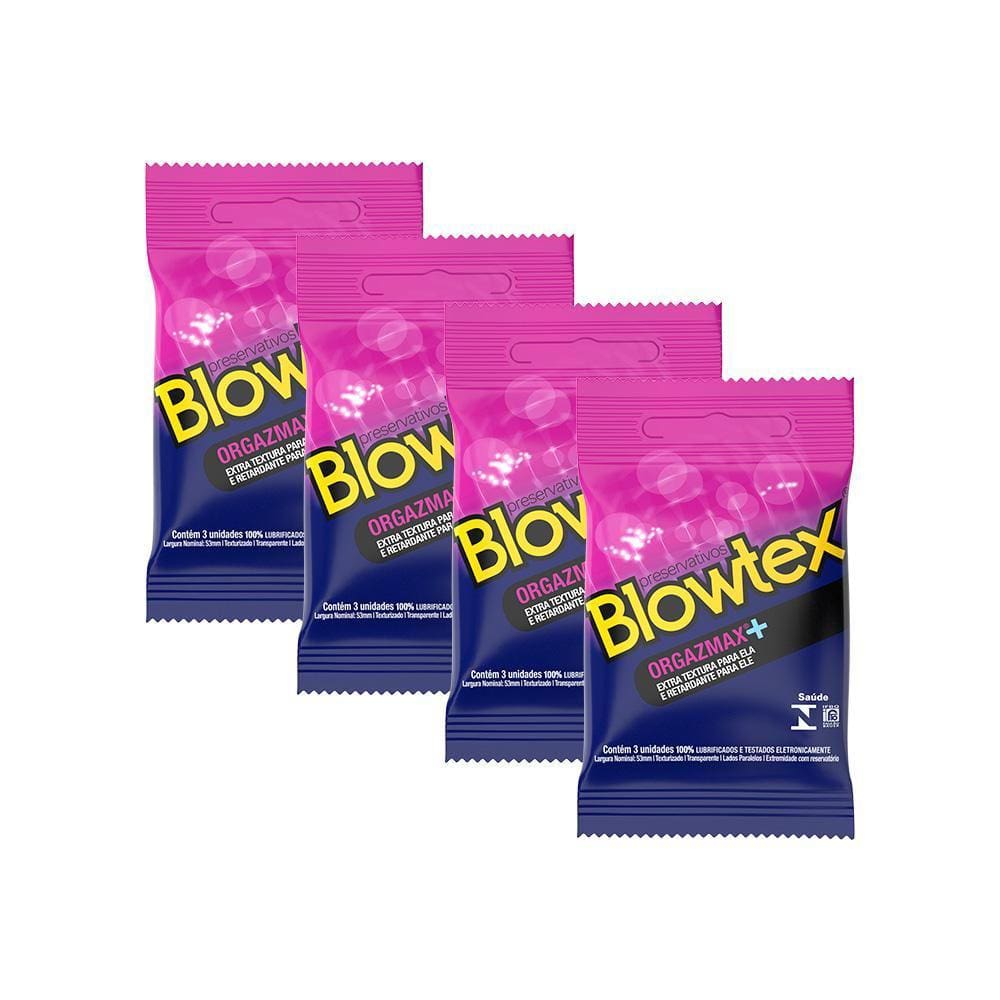 Kit 4 Pacotes Preservativo Blowtex Orgazmax C/ 3 Unidades Cada