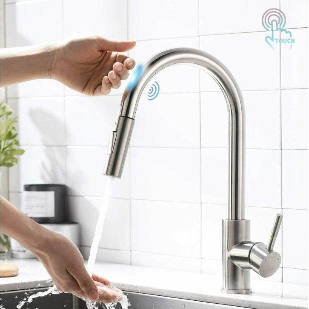 Torneira De Cozinha Gourmet Sensor Toque Bancada 6804e Prata Luuk Young