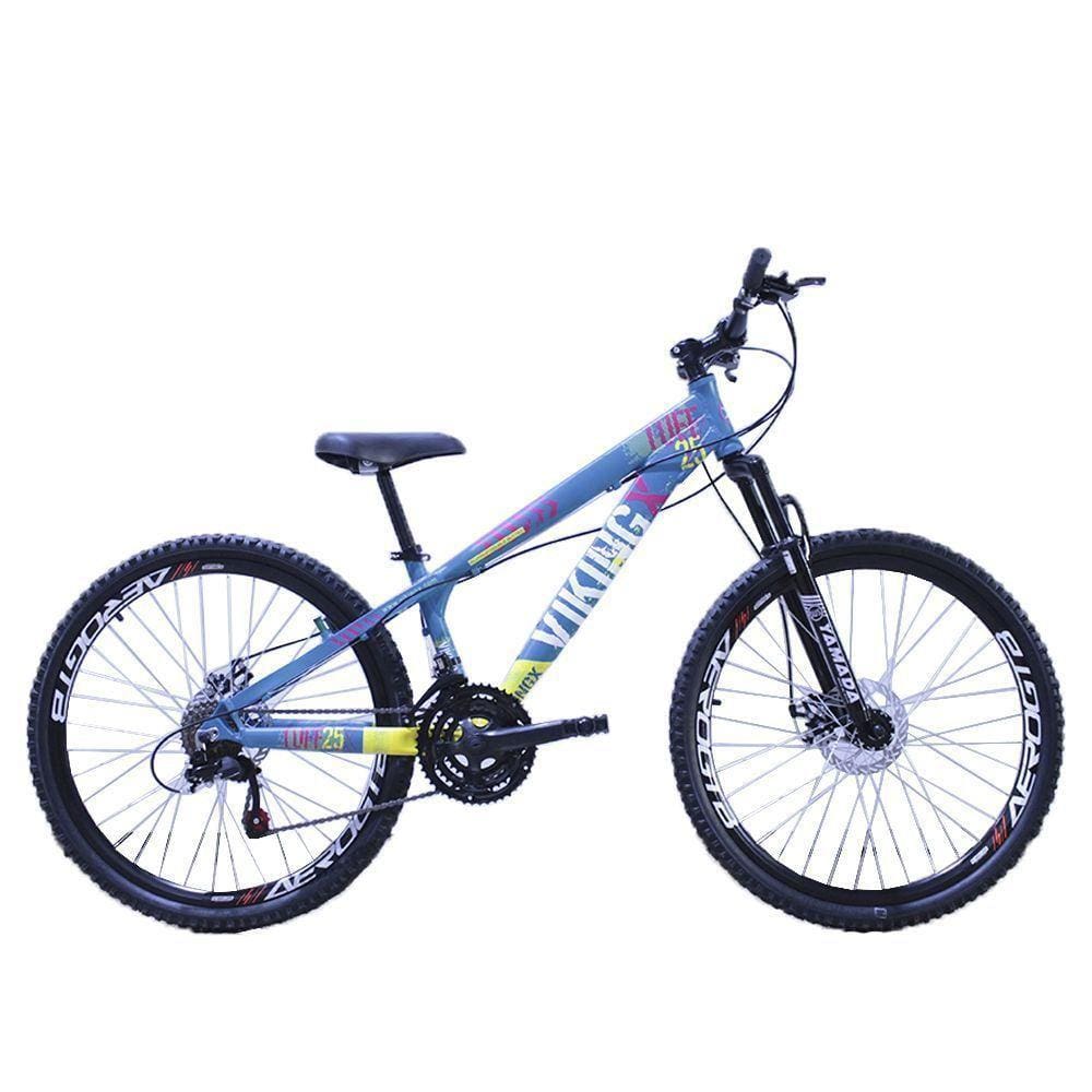 Bicicleta Vikingx Tuff 25 Aro 26 Susp. Dianteira 21 Marchas - Amarelo/azul