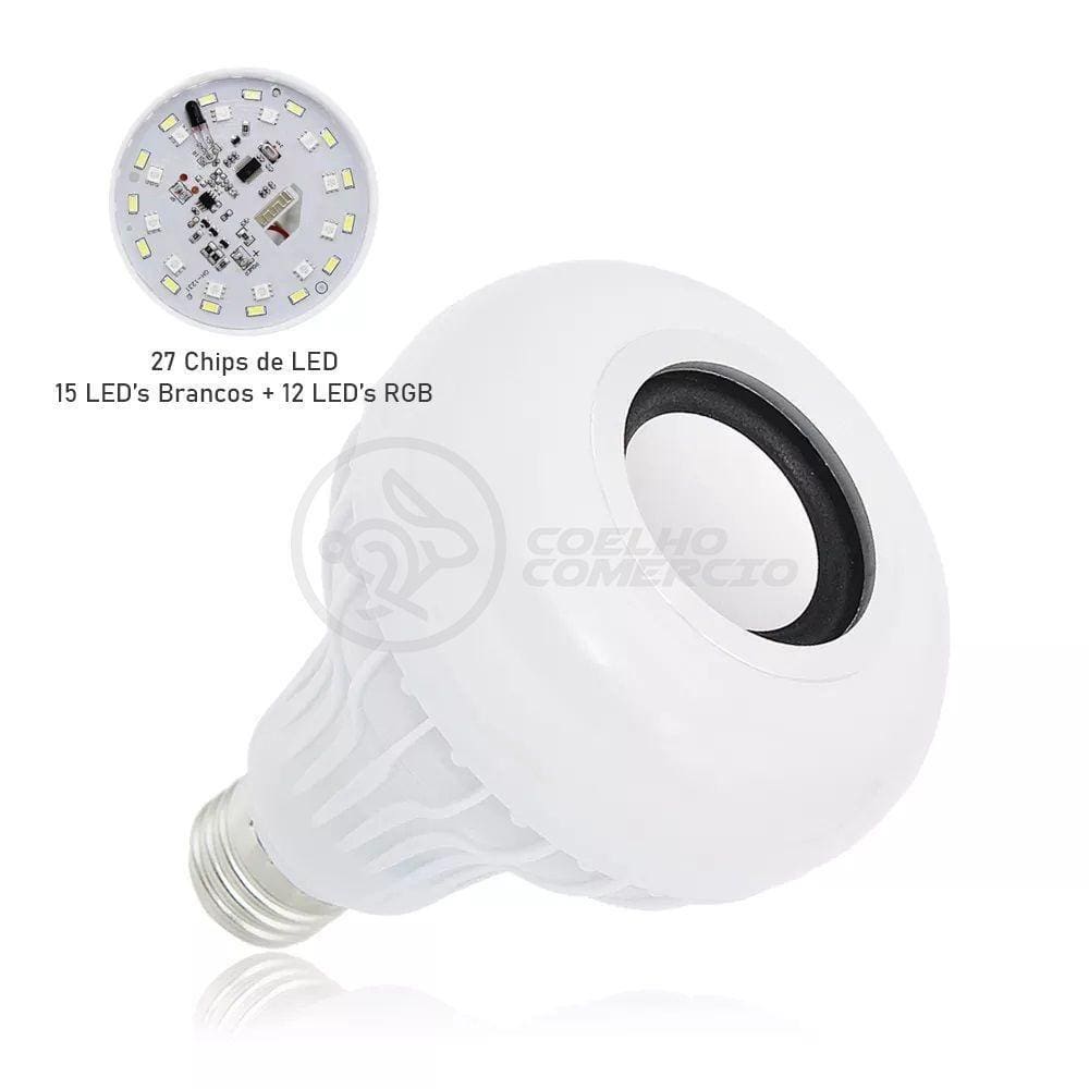 Lâmpada Led 12W E27 Rgb Colorida Com Caixa De Som Bluetooth