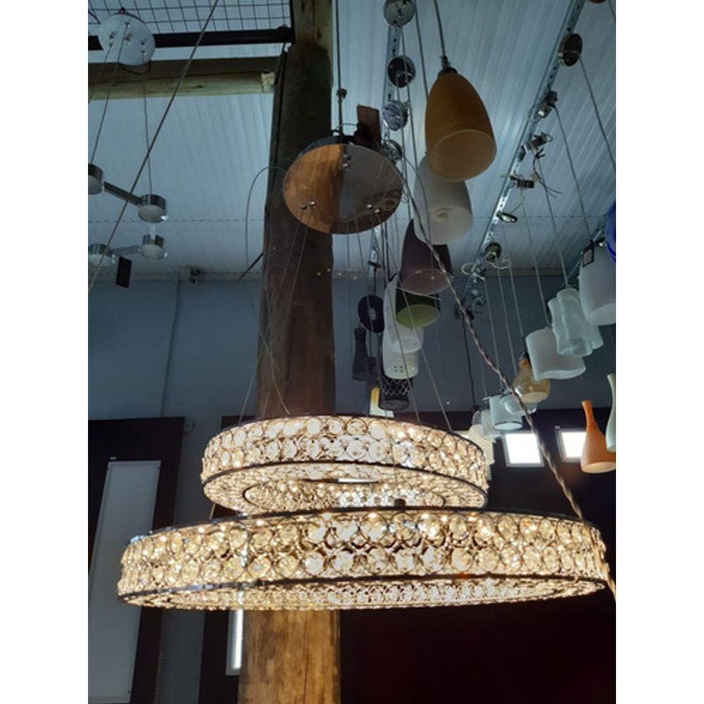 Lustre Pendente Redondo Led Cristal