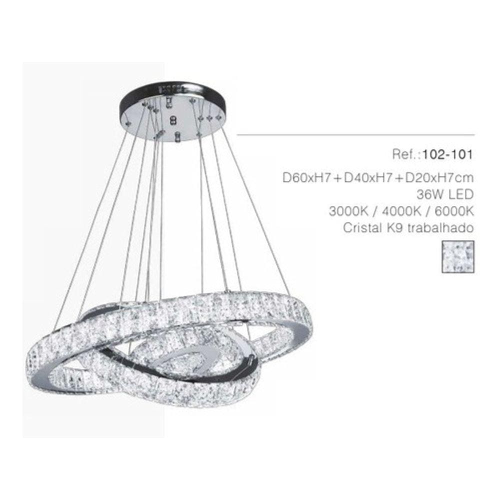 Lustre Pendente D60x40x20xh5cm 78w Cristal K9 C/r