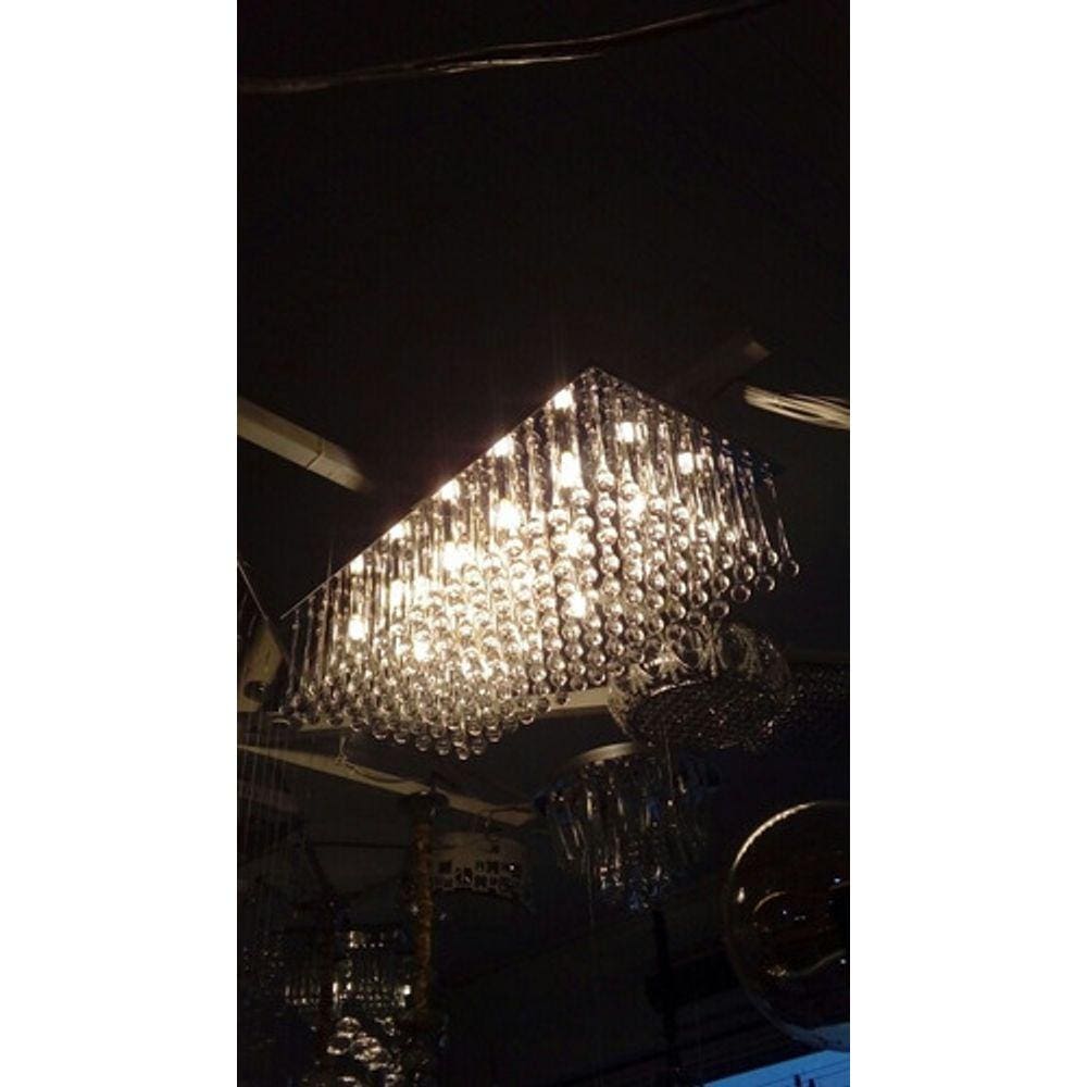 Lustre Retangular 80x40cm Em Cristal K9